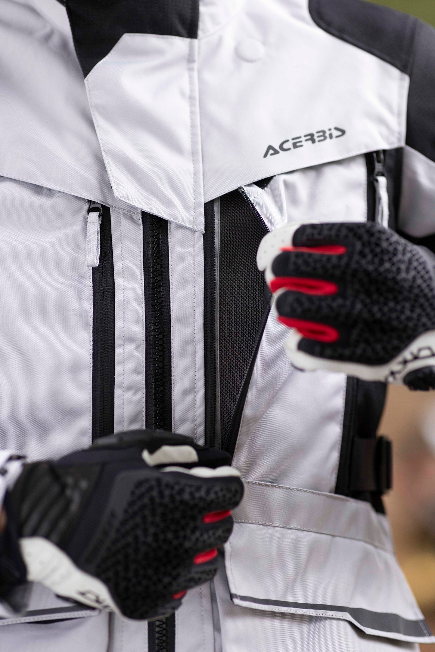 Acerbis X-Rover Giacca Tessile Moto Impermeabile Grigio-Nero-Rosso
