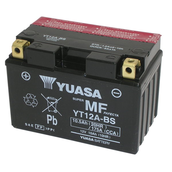 BATTERIA YUASA YT12A-BS 12V-9.5AH (SIGILLATA CON ACIDO A CORREDO)