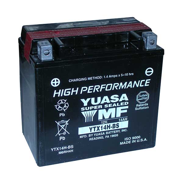 BATTERIA YUASA YTX14H-BS 12V-12AH (SIGILLATA CON ACIDO A CORREDO)