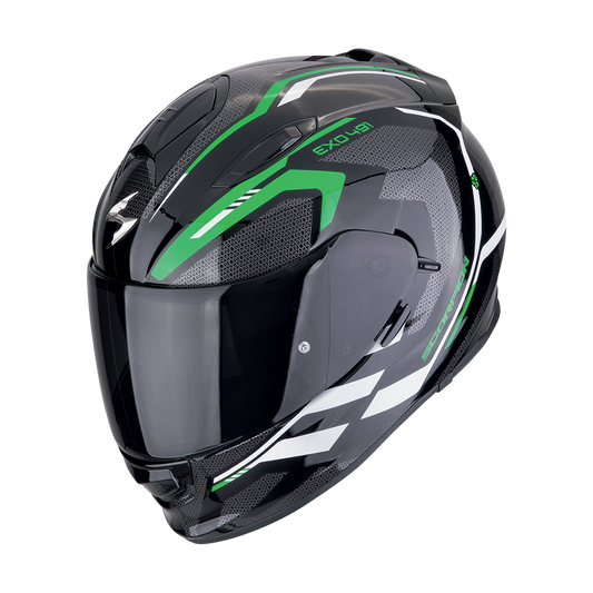 Casco Moto Integrale Scorpion EXO-491 KRIPTA Nero-Verde-Bianco