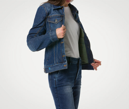 Giacca di Jeans Donna Moto Pmj LUCY Blu AAA
