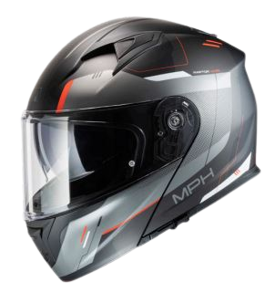 Casco MPH Modulare 22-06 RAPTOR SPACE NERO OPACO TITANIO ROSSO