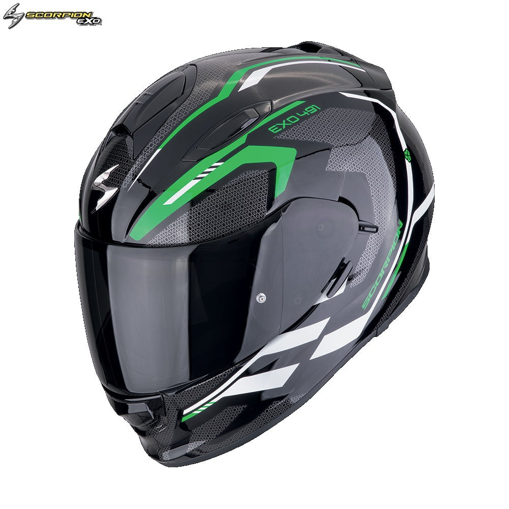 Casco Moto Integrale Scorpion EXO-491 KRIPTA Nero-Verde-Bianco