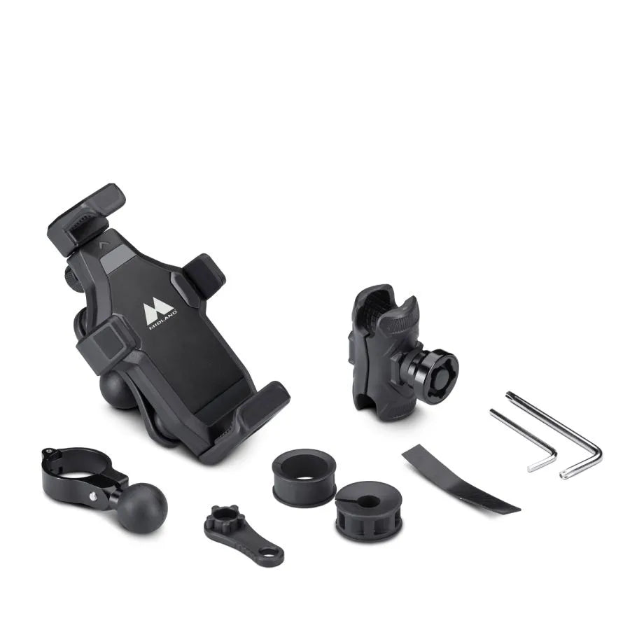 MIDLAND SUPPORTO TELEFONO MH-NV CON ANTIVIBRAZIONE – PORTA CELLULARE A MANUBRIO PER MOTO SCOOTER BICI E-BIKE