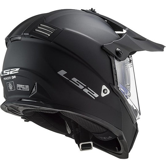 Casco Cross Enduro Off Road Moto Ls2 MX436 PIONEER EVO Solid Nero Opaco