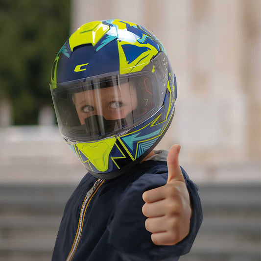 Casco Moto Bambino Integrale CGM 265X MICRO MONSTER Blu Giallo fluo