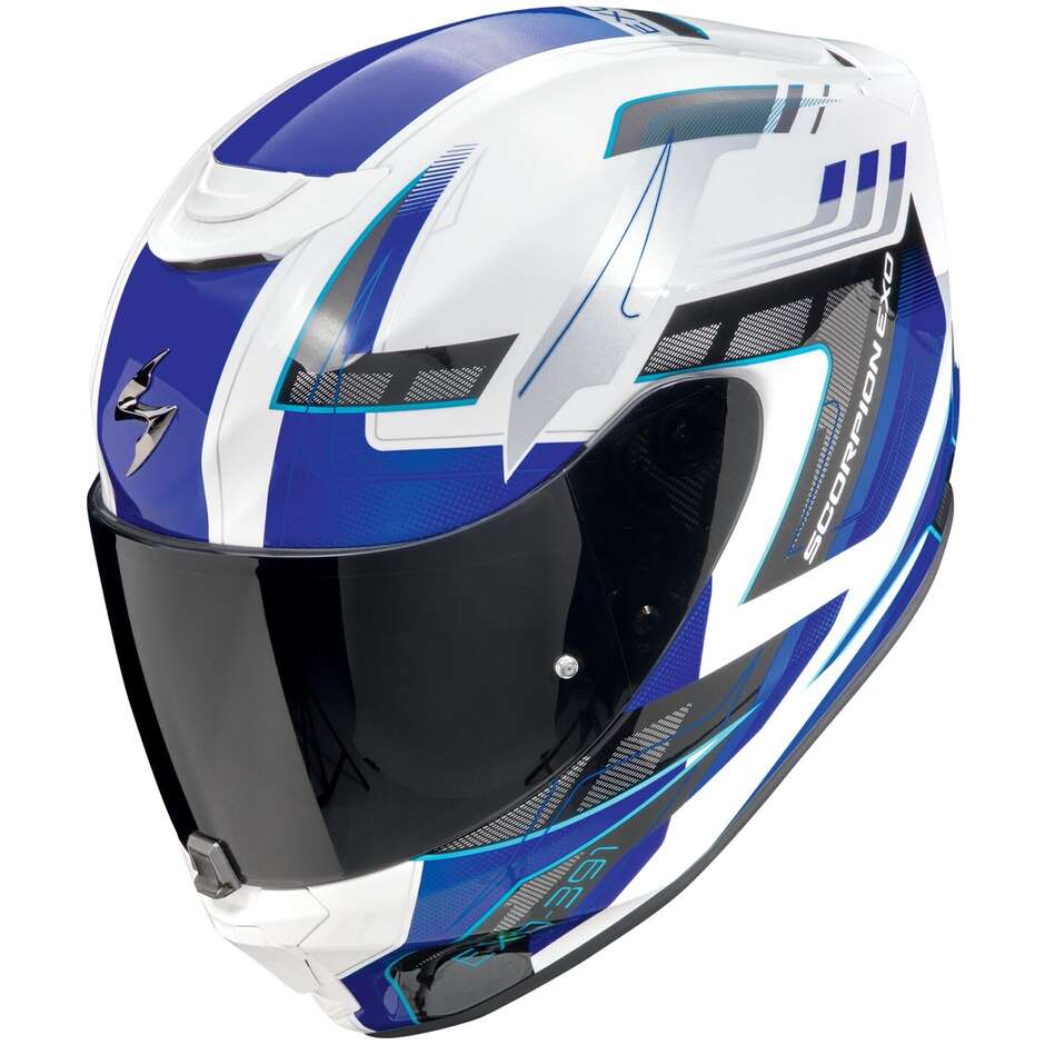 Casco Moto Integrale Scorpion EXO-391 CAPTOR Bianco Blu (In Esaurimento)