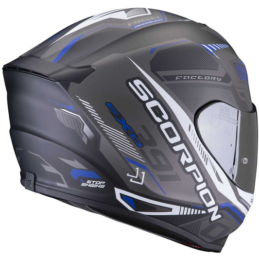 Casco Moto Integrale Scorpion EXO-391 HAUT Opaco Nero Silver Blu (In Esaurimento)