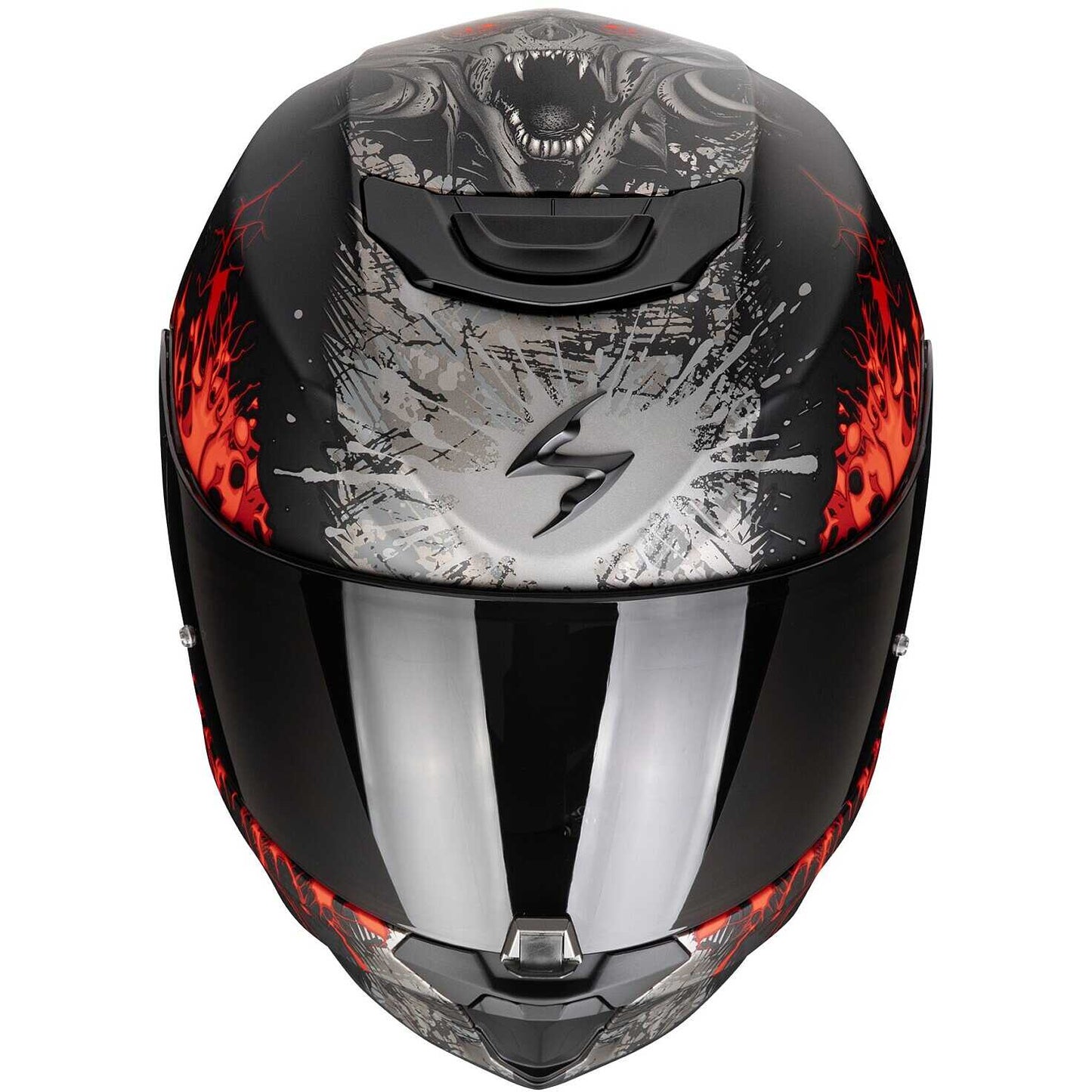 Casco Moto Integrale Scorpion EXO-391 WOLF Nero opaco Argento Rosso
