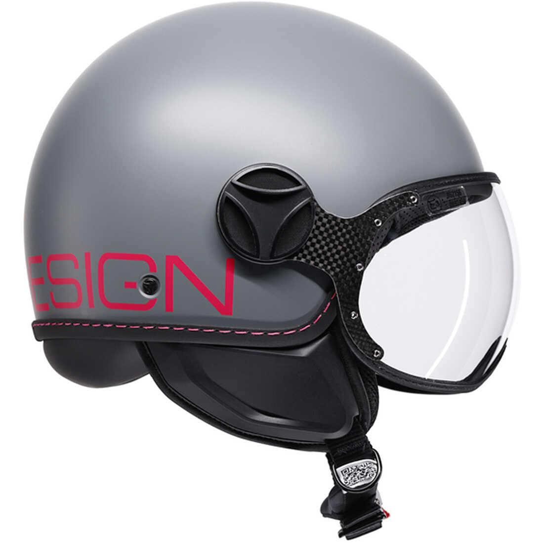 Casco Moto Jet Momo Design FGTR CLASSIC Grigio Opaco Fucsia Fluo