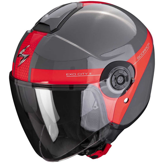 Casco Moto Jet Scorpion EXO-CITY II SHORT Grigio Rosso (In Esaurimento)