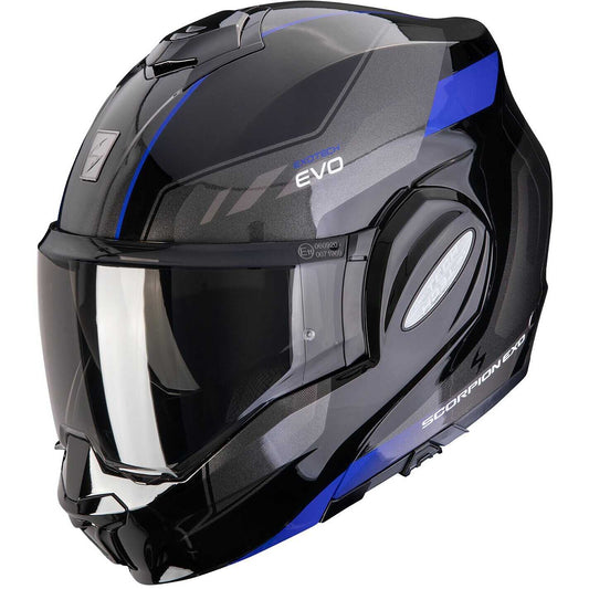 Casco Moto Modulare P/J Scorpion EXO-TECH EVO SOCIUS Nero Blu