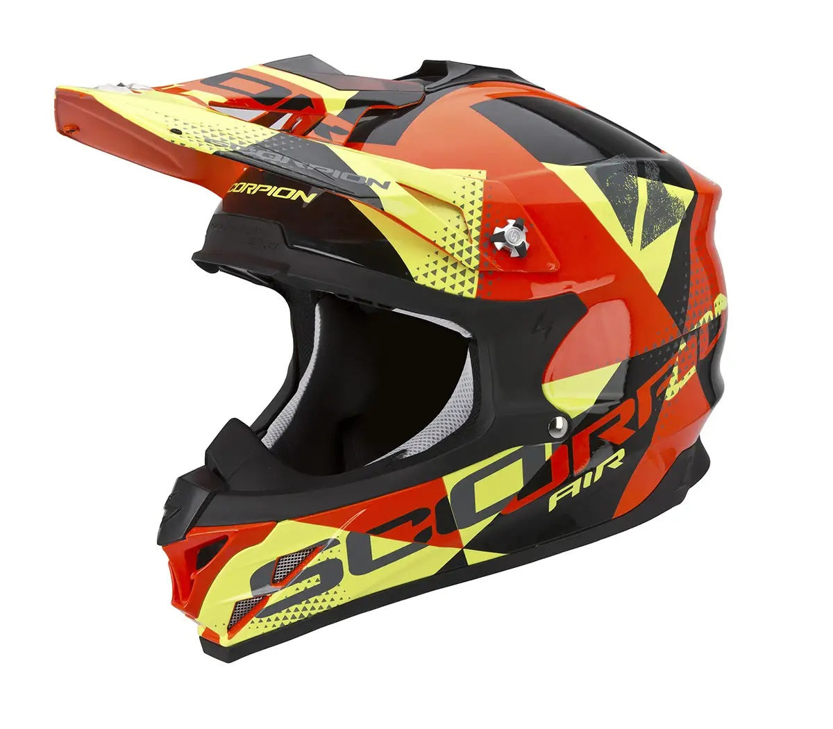 Casco Moto Cross Enduro Scorpion VX-15 EVO Air Akra Nero Arancio Giallo (In Esaurimento)