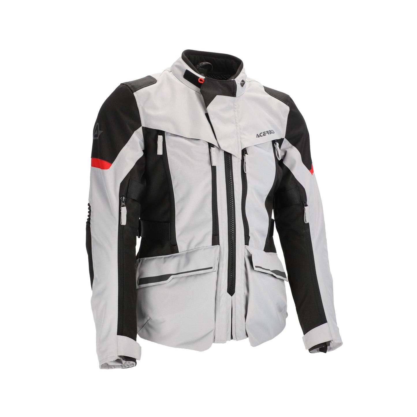Acerbis X-Rover Giacca Donna Tessile Moto Impermeabile Grigio-Nero-Rosso
