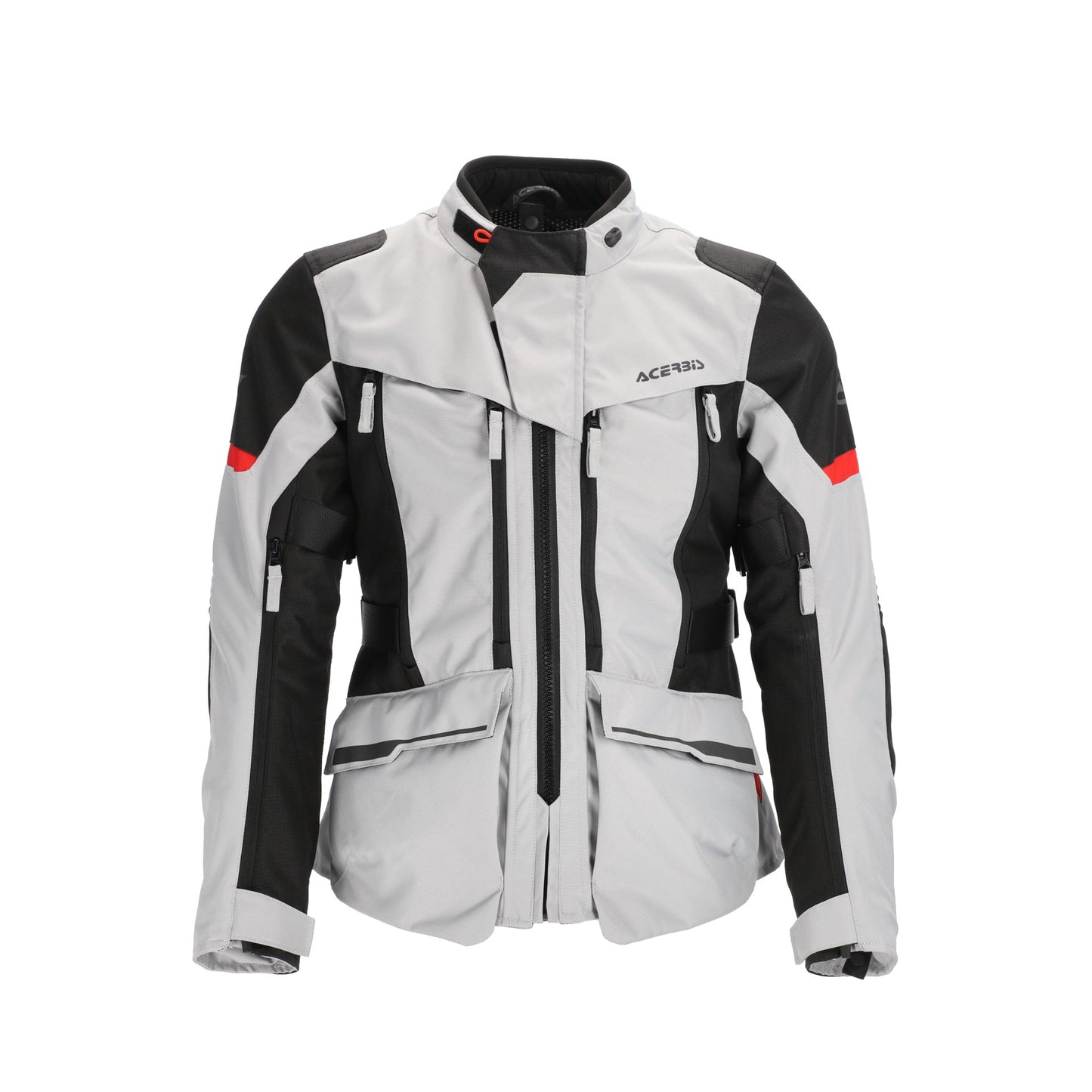 Acerbis X-Rover Giacca Donna Tessile Moto Impermeabile Grigio-Nero-Rosso