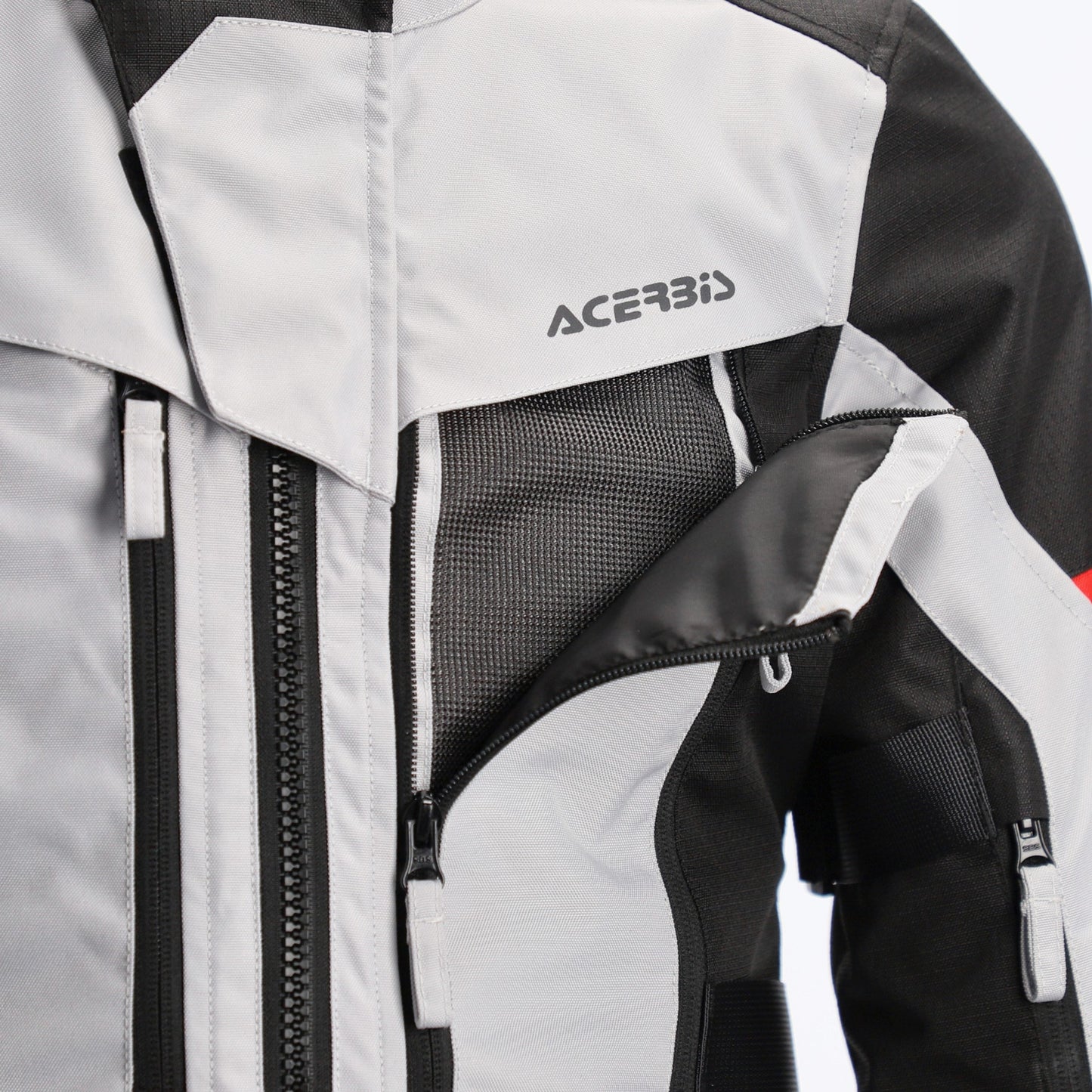 Acerbis X-Rover Giacca Donna Tessile Moto Impermeabile Grigio-Nero-Rosso