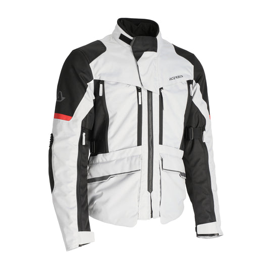 Acerbis X-Rover Giacca Tessile Moto Impermeabile Grigio-Nero-Rosso