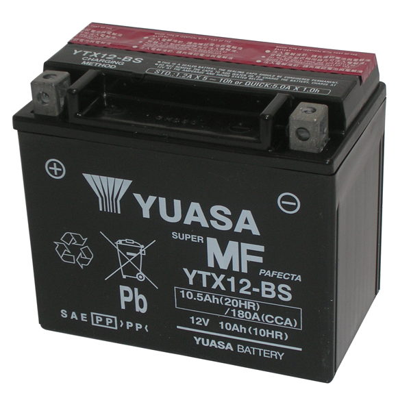 BATTERIA YUASA YTX12-BS 12V-10AH (SIGILLATA CON ACIDO A CORREDO)