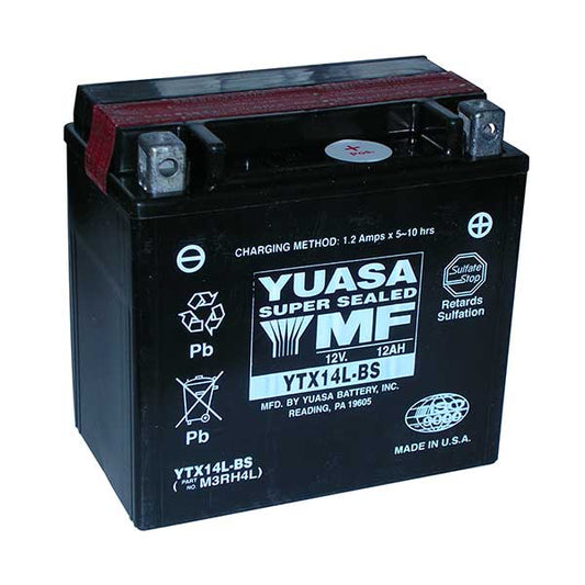 BATTERIA YUASA YTX14L-BS 12V-12AH (SIGILLATA CON ACIDO A CORREDO)