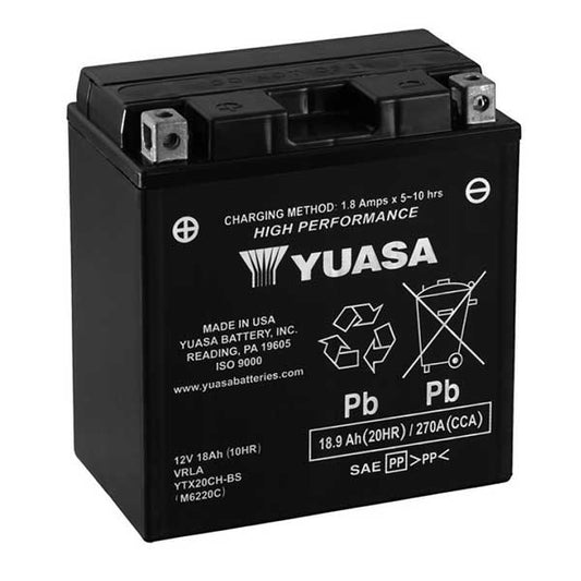 BATTERIA YUASA YTX20CH-BS 12V-18AH (SIGILLATA CON ACIDO A CORREDO)