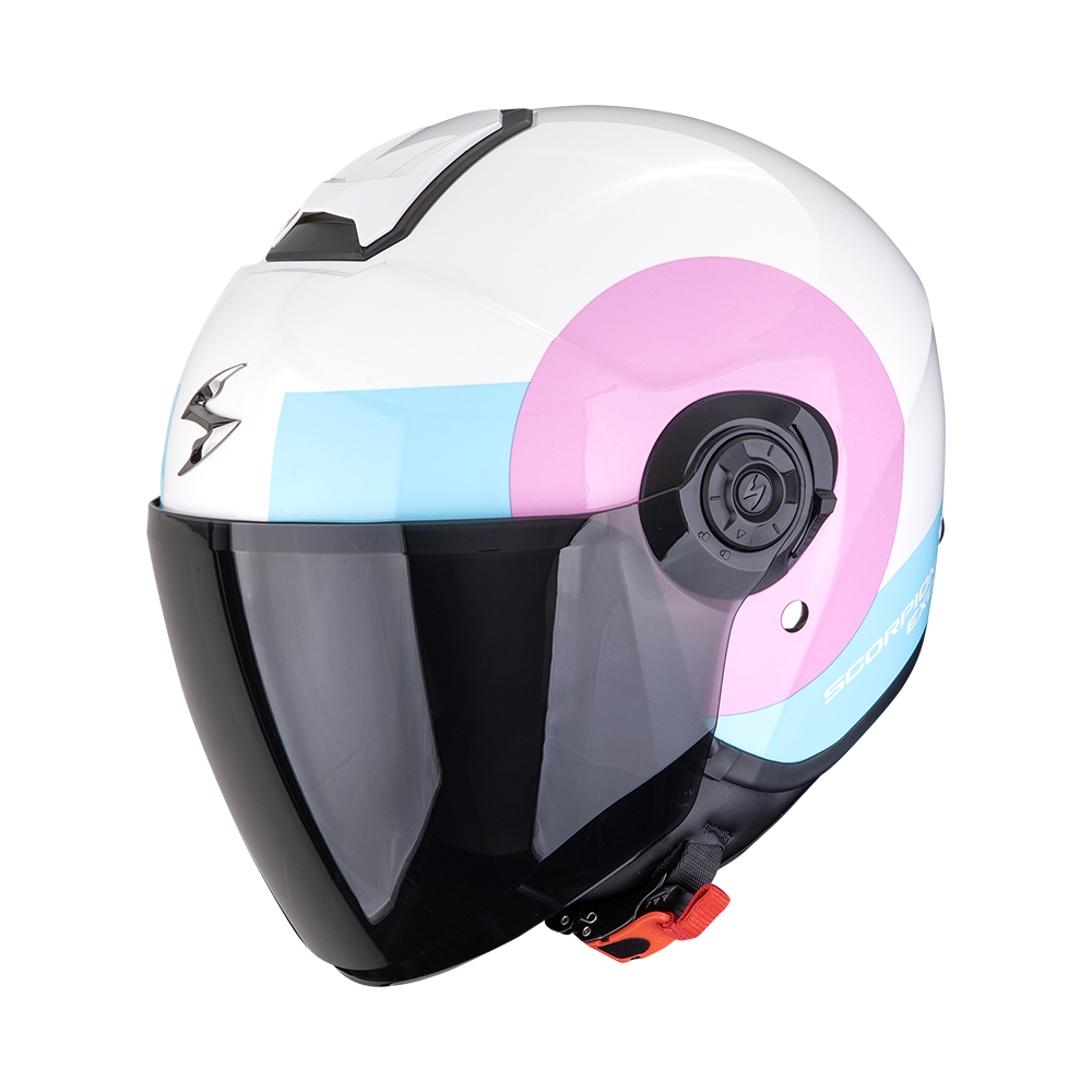 Casco Moto Jet Scorpion EXO-CITY II SHEER Bianco Rosa Azzurro Chiaro