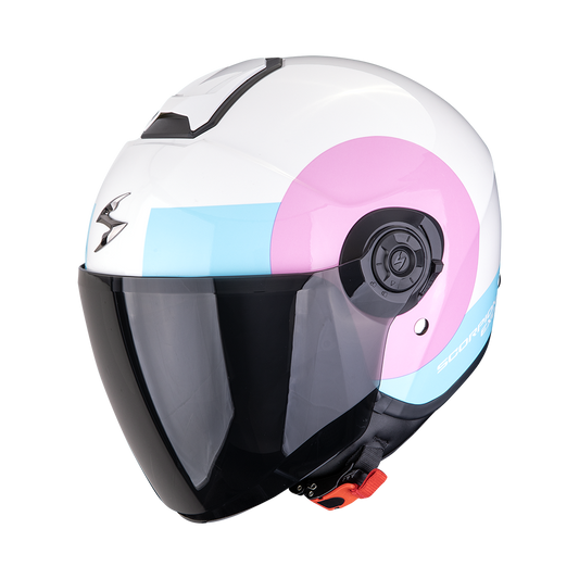Casco Moto Jet Scorpion EXO-CITY II SHEER Bianco Rosa Azzurro Chiaro