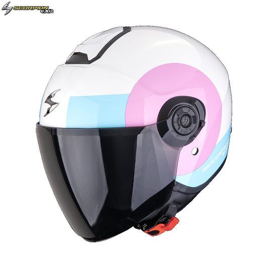 Casco Moto Jet Scorpion EXO-CITY II SHEER Bianco Rosa Azzurro Chiaro