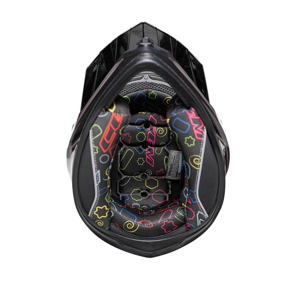 Casco da Bambino Moto Cross Enduro CGM 267S DIRT-X ARROW Verde Giallo Viola fluo