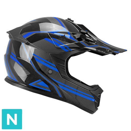 Casco da Bambino Moto Cross Enduro CGM 267G DIRT-X FURY Nero Grigio Blu