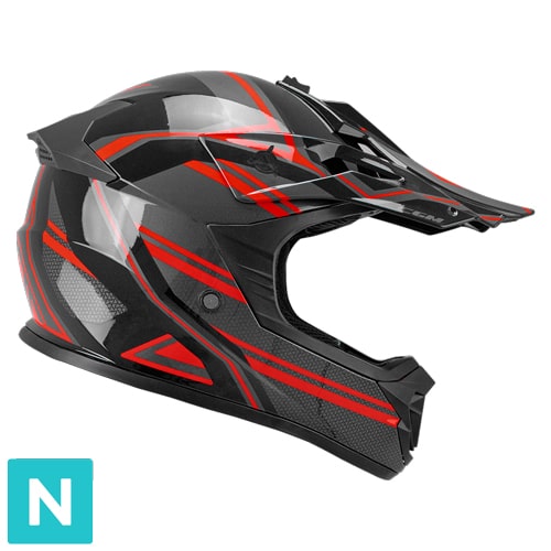 Casco da Bambino Moto Cross Enduro CGM 267G DIRT-X FURY Nero Grigio Rosso