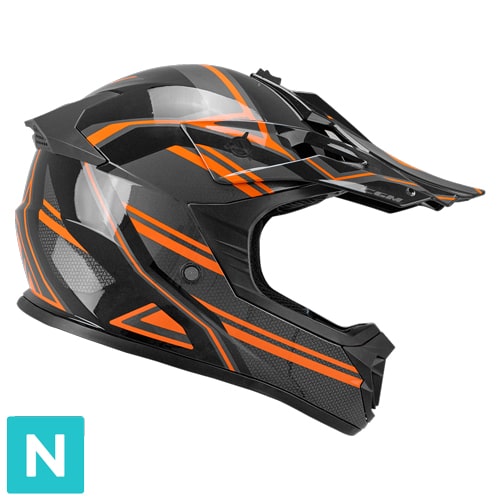 Casco da Bambino Moto Cross Enduro CGM 267G DIRT-X FURY Nero Grigio Arancione