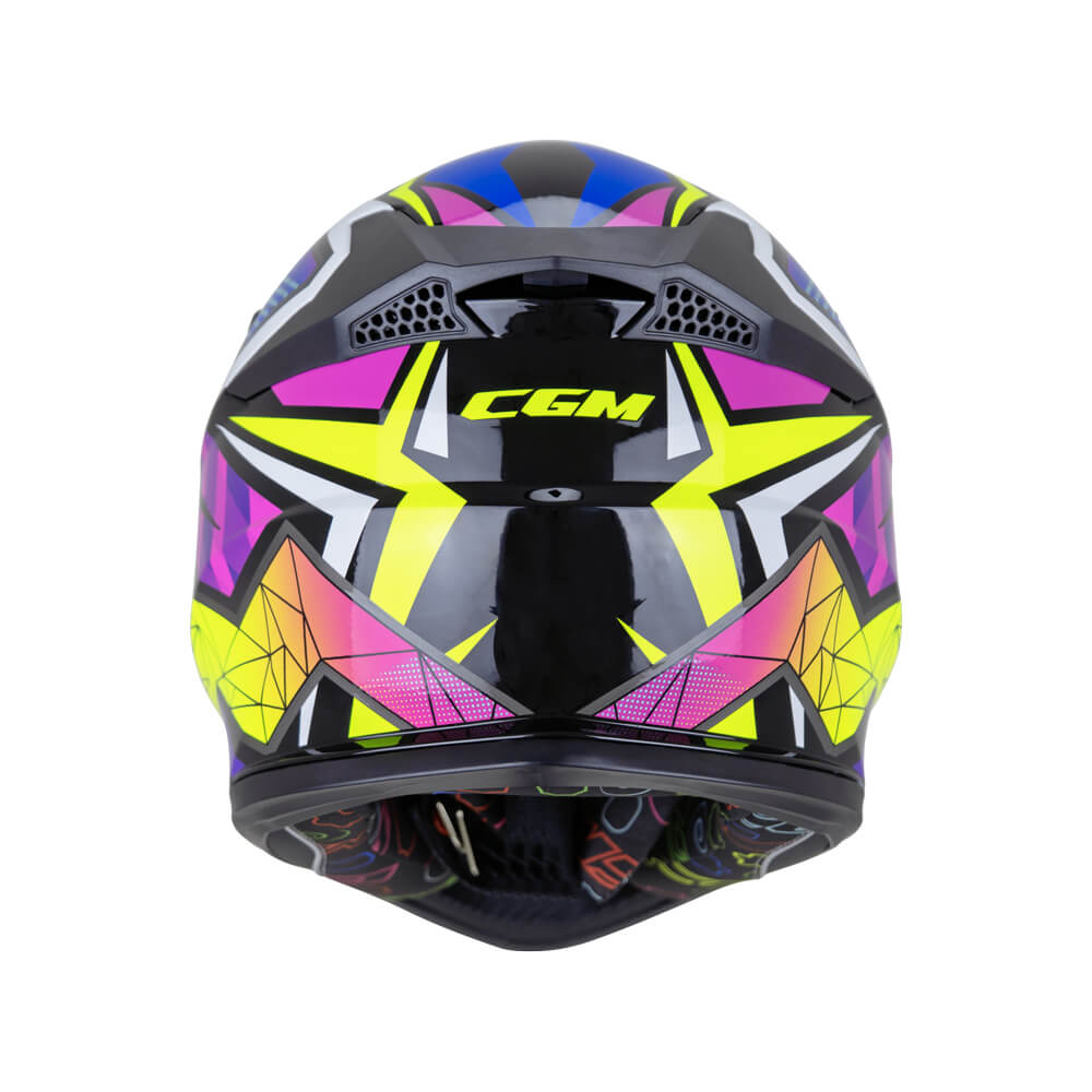 Casco da Bambino Moto Cross Enduro CGM 267S DIRT-X ARROW Verde Giallo Viola fluo
