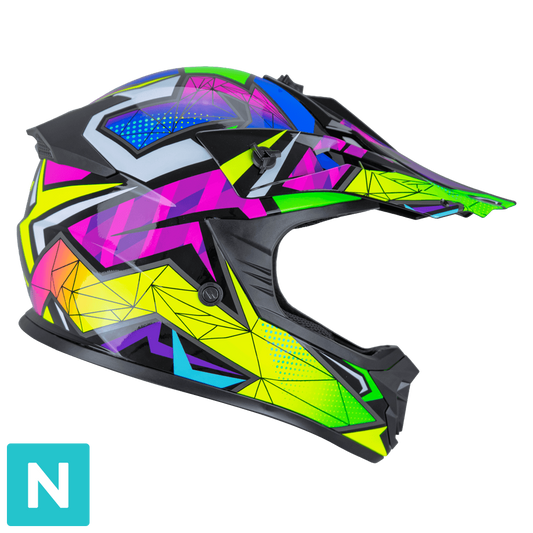 Casco da Bambino Moto Cross Enduro CGM 267S DIRT-X ARROW Verde Giallo Viola fluo