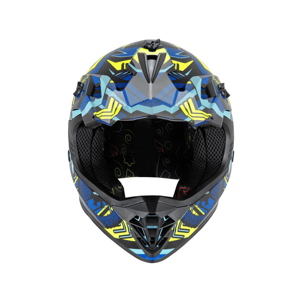 Casco da Bambino Moto Cross Enduro CGM 267X DIRT-X TRACK Blu Giallo fluo