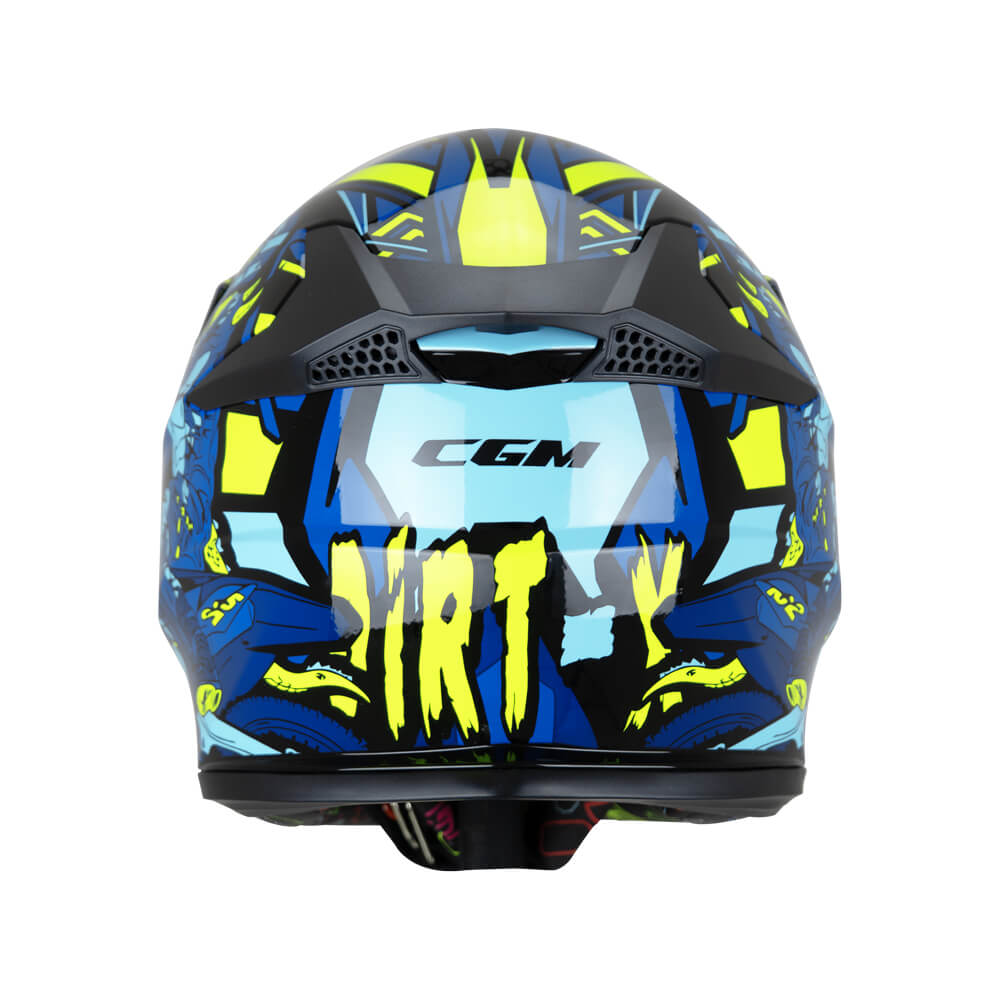Casco da Bambino Moto Cross Enduro CGM 267X DIRT-X TRACK Blu Giallo fluo