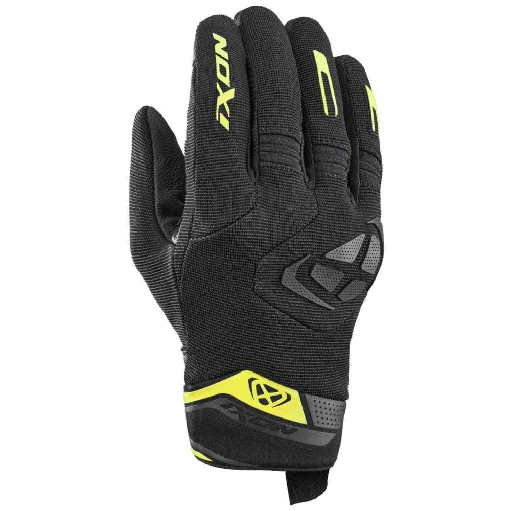 Guanti Moto Pelle e Tessuto Ixon MIG 2 Nero-Giallo Vivo