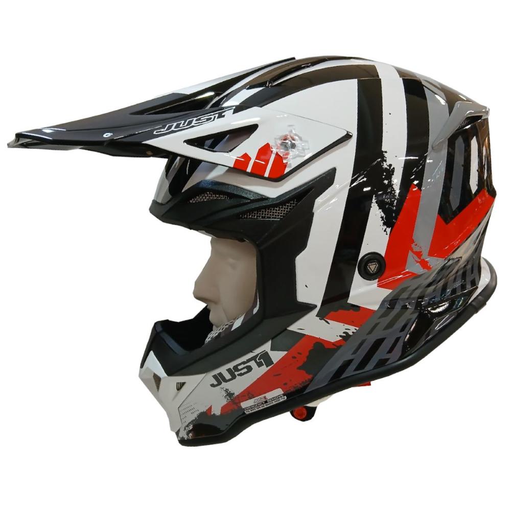 Casco Moto Cross Enduro Just1 J39 MARSHALL White-Red-Black 22.06
