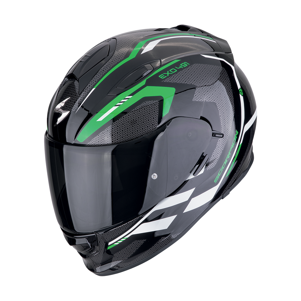 Casco Moto Integrale Scorpion EXO-491 KRIPTA Nero-Verde-Bianco