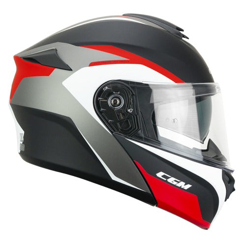CASCO MODULARE CGM BER DRESDA Nero Rosso opaco 22.06 (In Esaurimento)