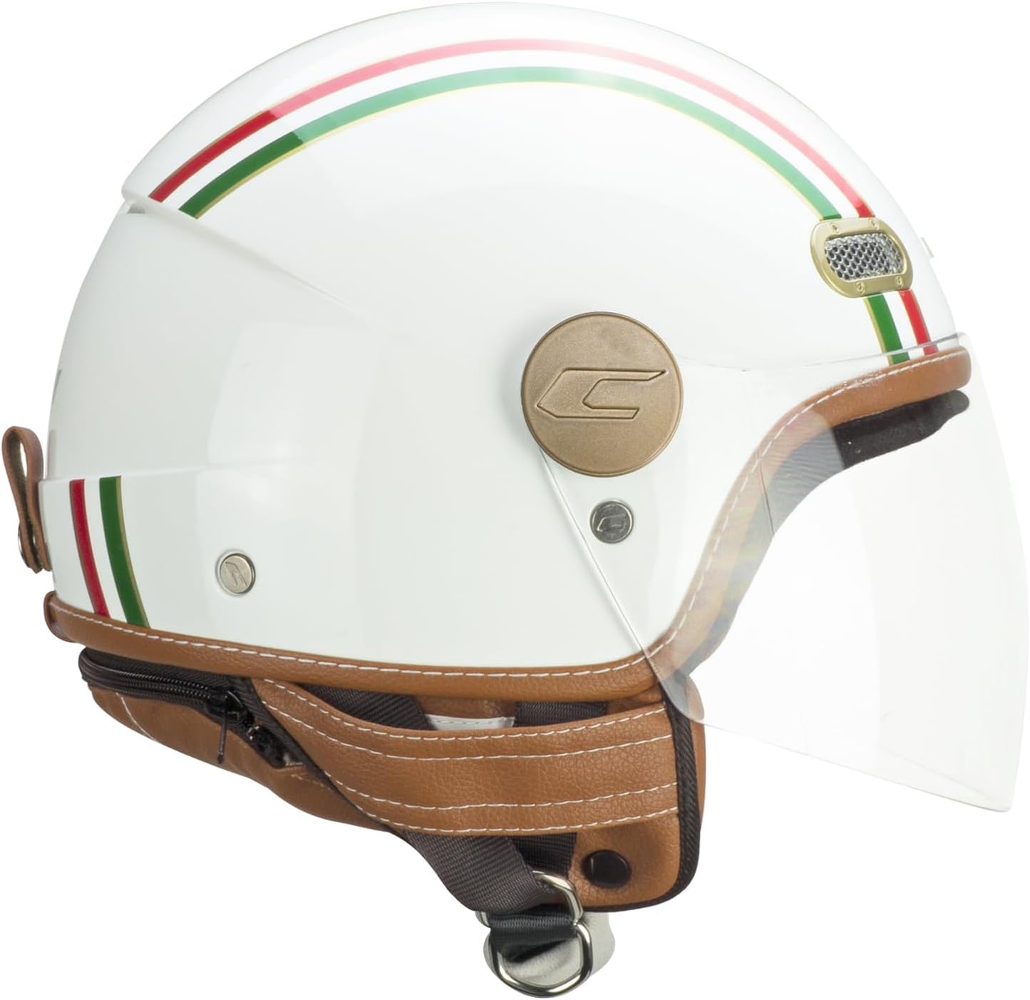 Casco Moto Jet CGM 191I PIX IT Verde Bianco Rosso Visiera lunga