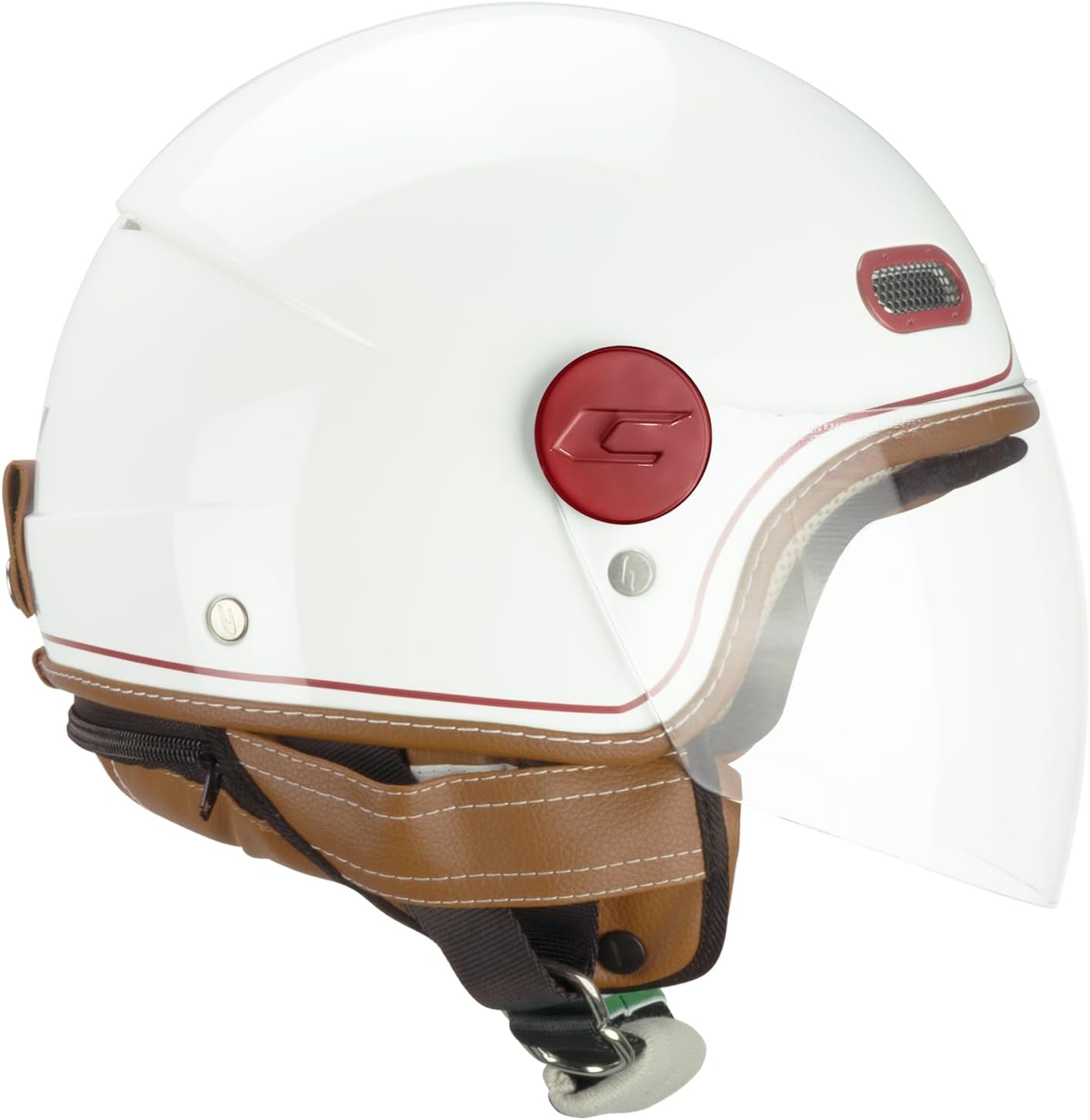 Casco Moto Jet CGM 191V PIX VINTAGE Bianco Bordeaux lunga