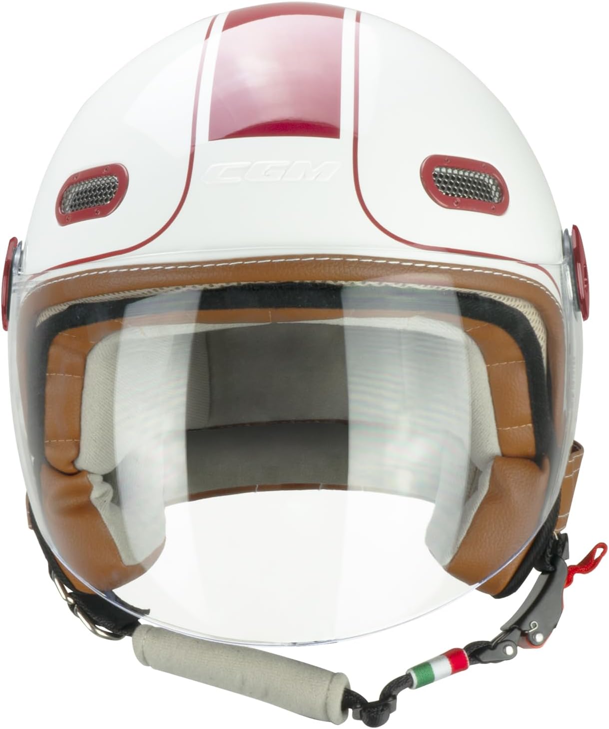 Casco Moto Jet CGM 191V PIX VINTAGE Bianco Bordeaux lunga