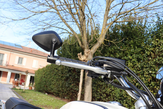 Specchio Retrovisore DX/SX BAR END NERO New Minimal Long Rod Omologato Universale