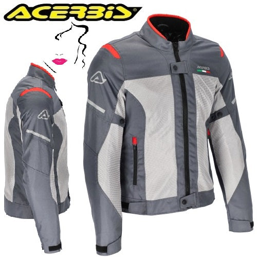 Giacca Moto 3 Strati CE Acerbis ON ROAD RUBY LADY GRIGIO-ROSSO
