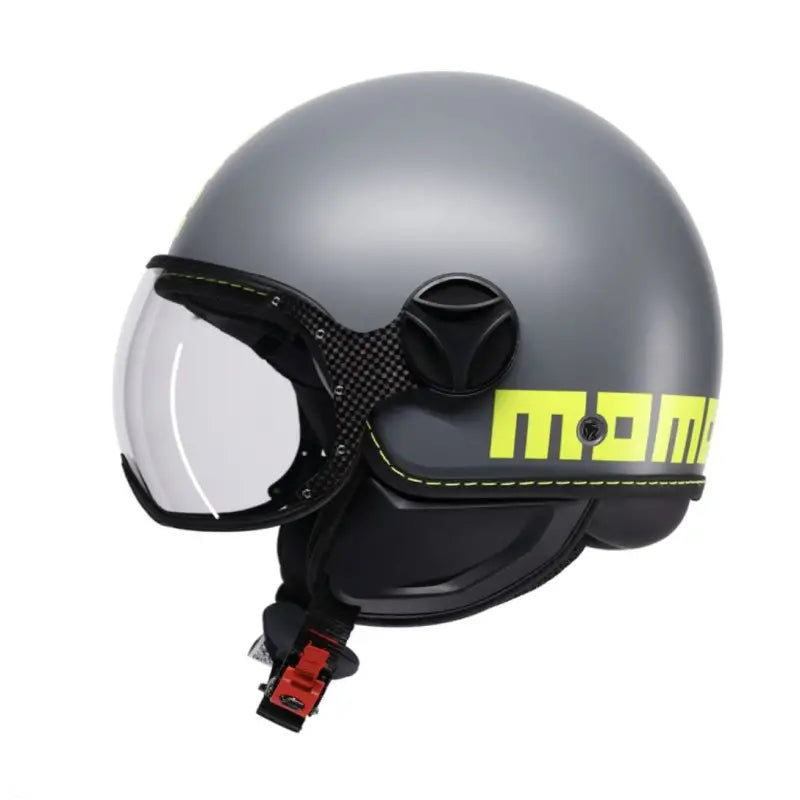 Casco Moto Jet Momo Design FGTR CLASSIC Fluo E2206 Grigio opaco / Giallo fluo