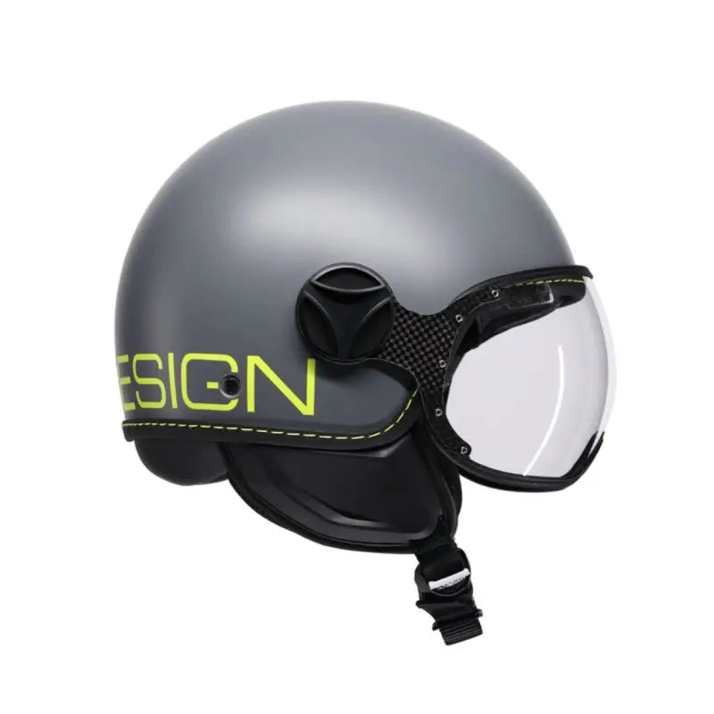 Casco Moto Jet Momo Design FGTR CLASSIC Fluo E2206 Grigio opaco / Giallo fluo