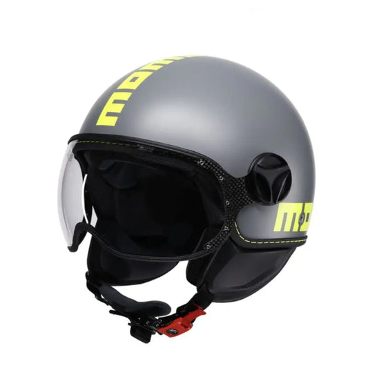 Casco Moto Jet Momo Design FGTR CLASSIC Fluo E2206 Grigio opaco / Giallo fluo
