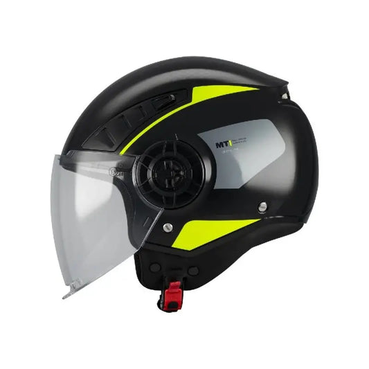 Casco Jet Mt Helmets Aeris Demure B3 Nero Giallo Lucido