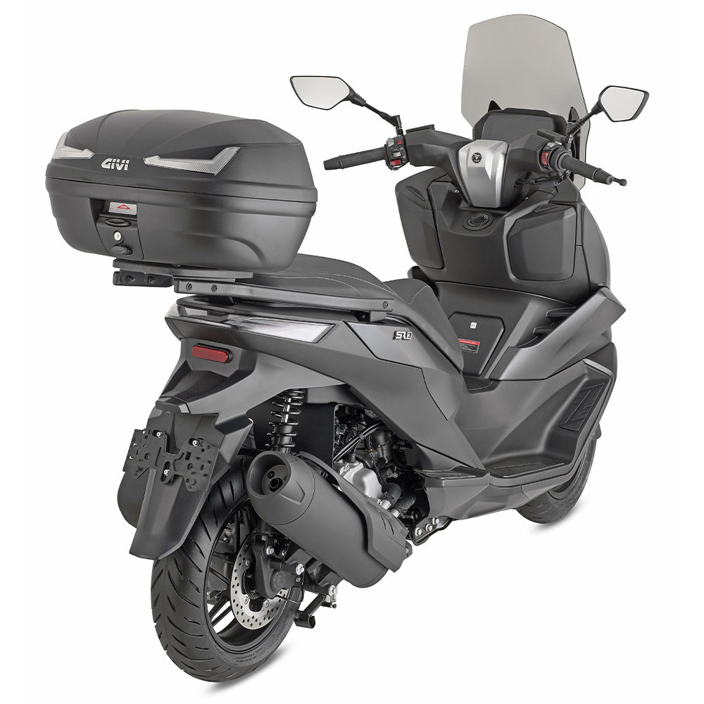 Bauletto MONOLOCK® 45 litri nero con catadiottri fumé. Comprensivo di piastra e kit universale.