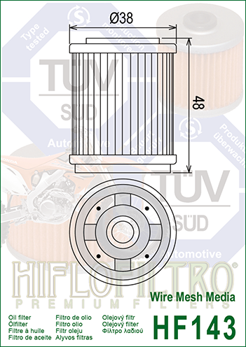 FILTRO OLIO HIFLO HF143 MBK-YAMAHA XC 125 - XT / TT 350